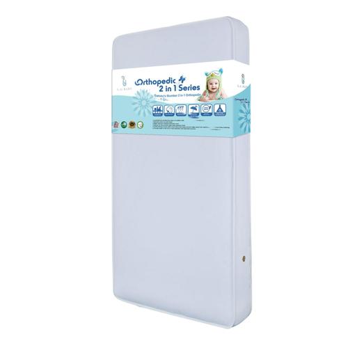 L.A. Baby 2-in-1 Orthopedic Dual Sided Premier Foam Waterproof Crib and Toddler Mattress with Memory Foam Layer