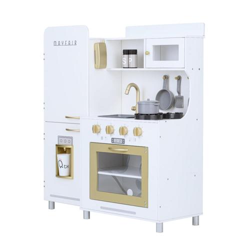 Teamson Kids Little Chef Mayfair Classic Kids Kitchen Playset with Accessories, White/Gold