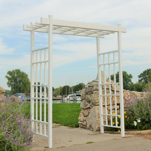 DuraTrel Bakersfield 72*85 White Vinyl Arbor