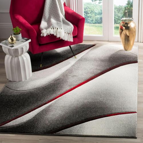 SAFAVIEH Hollywood Candyce Abstract Area Rug, Grey/Red, 2'7*5'