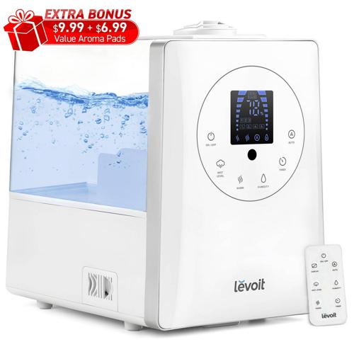 Levoit Warm and Cool Mist Humidifier for Large Room, Bedroom, Ultrasonic Vaporizer for Baby, Plants, Auto Shut-off, Humidity Sensor and Essential Oil Tray, 6L, LV600HH-RXW, White