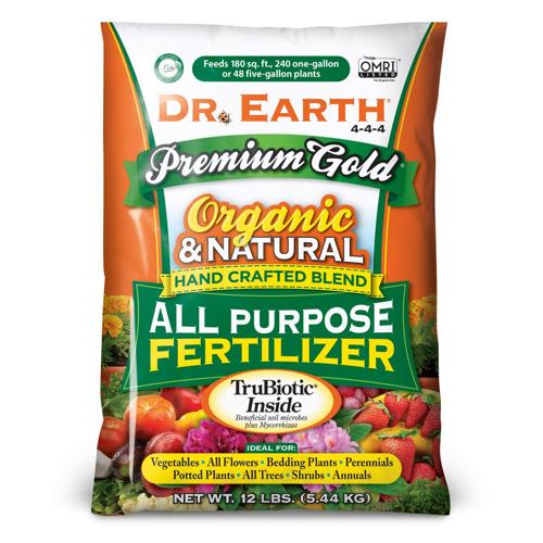 Dr. Earth Organic and Natural Premium Gold All Purpose Plant Food, 4-4-4 Fertilizer, 12 lbs