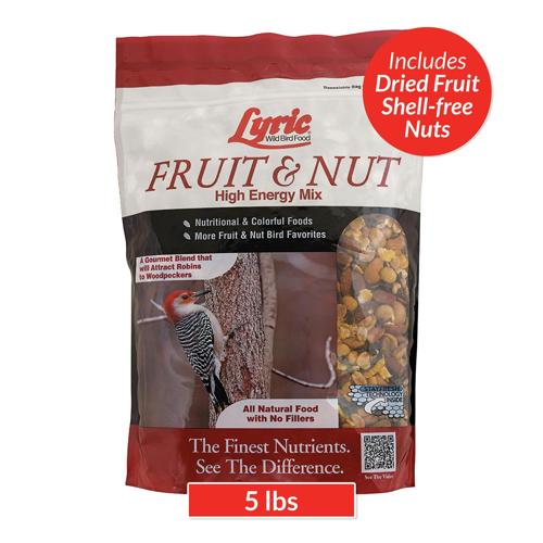 Lyric Fruit and Nut Wild Bird Seed, High Energy Wild Bird Food Mix, 5 lb. Bag