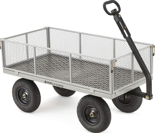 Gorilla Carts GOR1001-COM 1000-lb. Steel Utility Cart with 13 Tires
