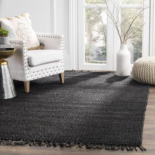 SAFAVIEH Natural Fiber Clara Braided Jute Area Rug, Black, 3'*5'