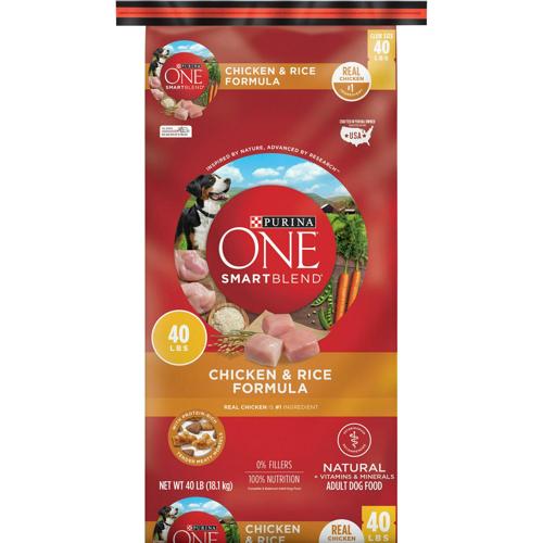 Purina ONE Natural Dry Dog Food, SmartBlend Chicken and Rice Formula, 40 lb. Bag