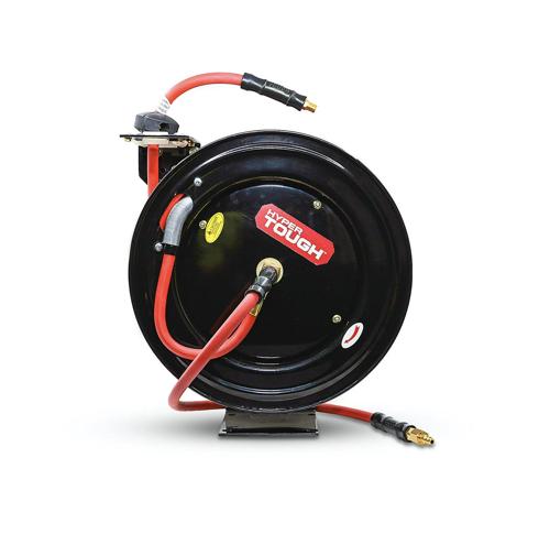 Hyper Tough Heavy Duty Steel Hose Reel with 3/8in x 50ft Rubber Air Hose