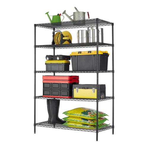 Hyper Tough 24 Dx48 Wx72 H 5 Shelf Commercial Wire Shelving Black Steel Each Shelf Capacity 800 lbs