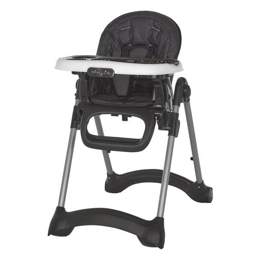 Dream On Me Solid Times High chair, Compact and Sleek High Chair, Multiple Recline and Height Positions, Lightweight Portable Highchair, In Black