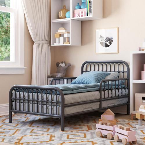 Little Seeds Monarch Ivy Metal Toddler Bed, Graphite Gray