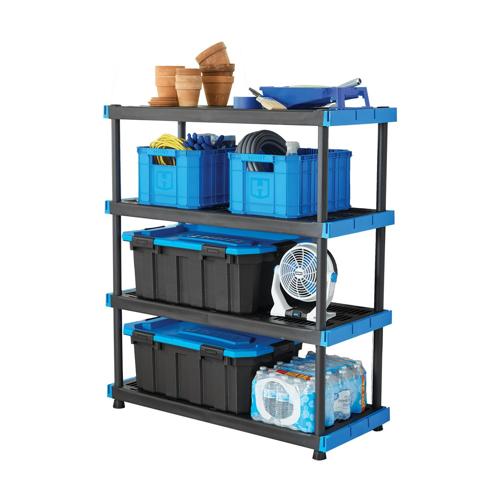 HART 4-Tier 20 x48 Interlocking Plastic Shelf Unit: 800 lbs. Capacity