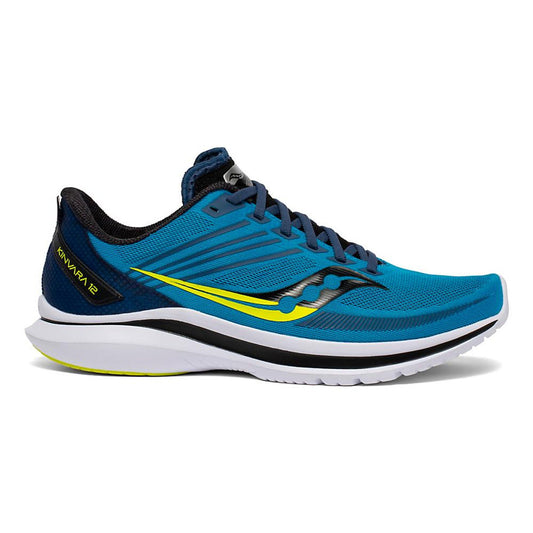 Men's Saucony Kinvara 12, Blue/Citrus, 10 2E Wide