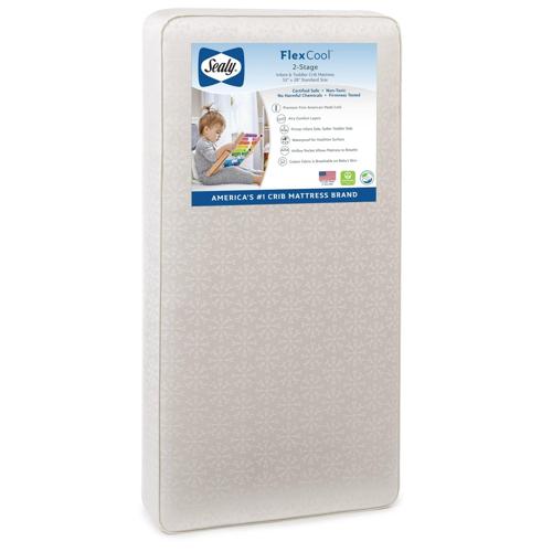 Sealy Flex Cool 2-Stage Crib and Toddler Mattress, Airy Comfort, Cotton Cover