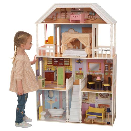 KidKraft Savannah Wooden Dollhouse with Porch Swing, Over 4 Feet Tall, Assembly Required, 14 Accessories