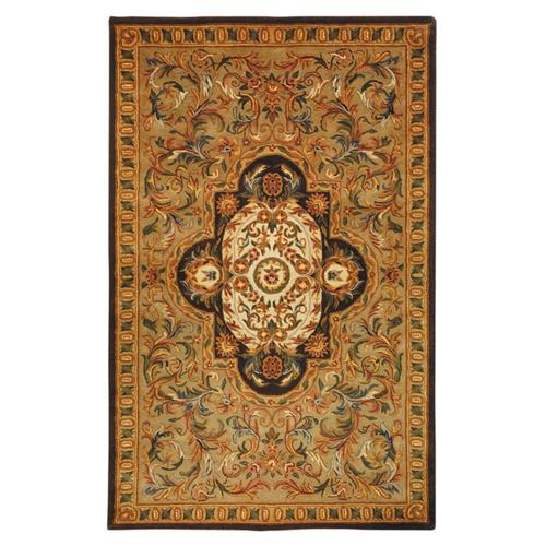SAFAVIEH Classic Kirsteen Floral Bordered Wool Area Rug, Beige/Olive, 8'3*11'