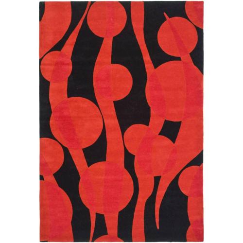 SAFAVIEH Soho Josie Abstract Wool Area Rug, Black/Red, 7'6*9'6
