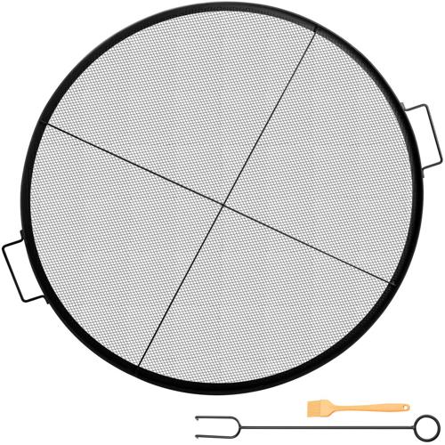 VEVOR Round Fire Pit Grate, 25 Diameter Fire Pit Grill Grate, X-Marks Round Grill Grate, Black Steel Fire Grate, Fire Pit Cooking Grate with Handles, Fire Grill Grate for Outdoor Fire Pit, Campfire