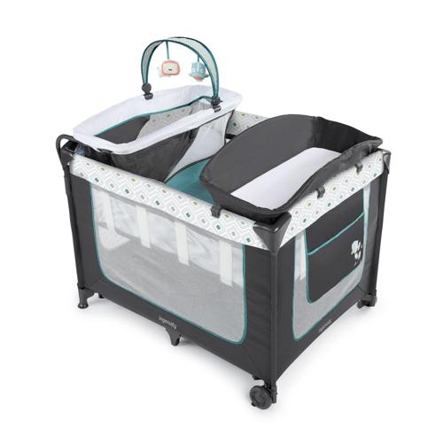 Ingenuity Smart and Simple Portable Playard with Changing Table, Play Pen, Bassinet for Infant and Storage Pockets, Easy to Fold - Nash