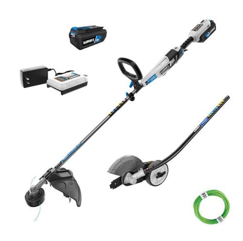HART 40-Volt Cordless Attachment Capable 15-inch String Trimmer Kit with Edger Attachment, (1) 4.0Ah Lithium-Ion Battery
