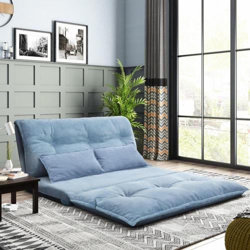 Fabric Floor Couch Lounge with 5 Adjustable Reclining Position, Foldable Japanese Floor Futon, Tatami Style Floor Sofa Bed for Sit Sleep Naps or Play,Blue