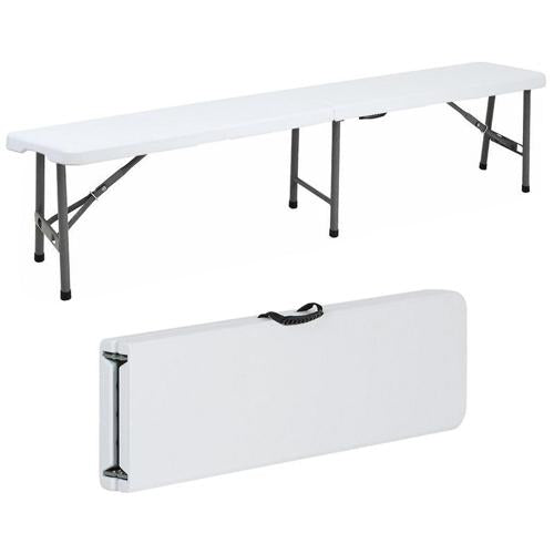 SUGIFT 6 ft Plastic Folding Bench Portable In/Outdoor Picnic Camping Bench, White