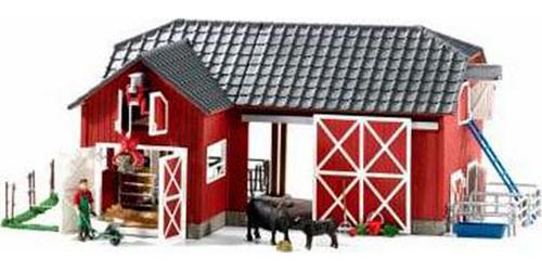 Schleich,A FarmA WorldA Large RedA BarnA FarmA ToyA HouseA PlaysetA withA Farmer and Black Angus CalfA AnimalA Figure, 27-Pieces, 15 Tall X 22 Wide,A KidsA ToysA GiftA for Ages 3+