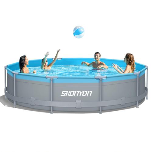 SKONYON 12ft*30in Round Above Ground Frame Swimming Pool Set