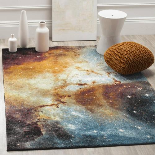 SAFAVIEH Galaxy Kalden Astronomy Area Rug, Orange/Multi, 8'*10'