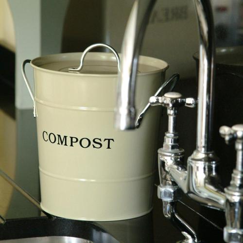 Exaco 1 Gal. 2-in-1 Kitchen Compost Bucket with Lid AcA A White