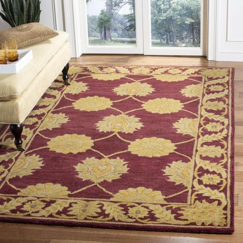 SAFAVIEH Heritage Portmont Traditional Wool Area Rug, Maroon, 9'6*13'6