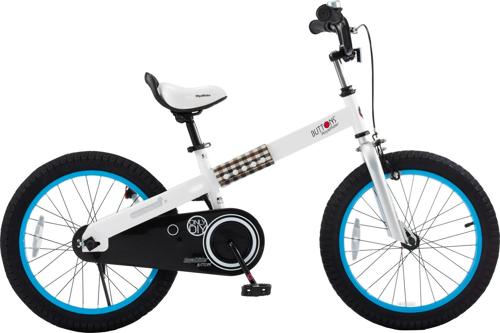 Royalbaby Buttons 18 In. Kid's Bicycle White with Blue Rims and Kickstand