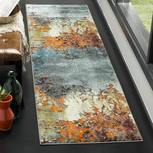 SAFAVIEH Glacier Nazca Abstract Runner Rug, Blue/Multi, 2'3*8'