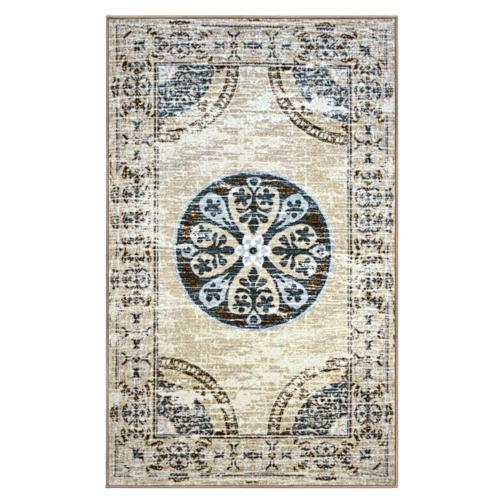 Impressions Aella Medallion Traditional Transitional Washable Area Rug, Blue