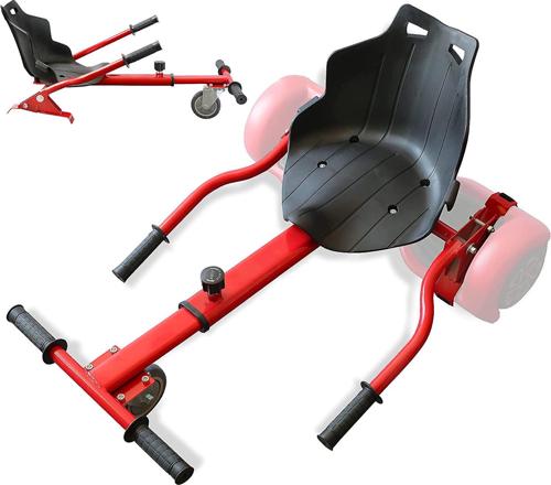 HoverFUN Hover Kart Go Kart Adjustable Seat Attachment for 6.5 Hover-Board Buggy - Red