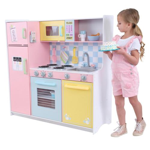 KidKraft Wooden Large Pastel Play Kitchen with Turning Knobs and Play Phone