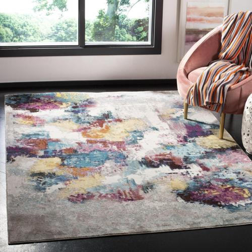 SAFAVIEH Aria Collection ARA165F Grey / Wine Rug