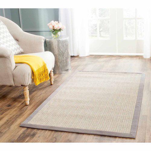 SAFAVIEH Natural Fiber Glenn Border Sisal Area Rug, Grey Brown/Grey, 2'6*4'