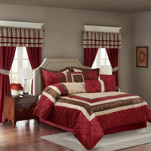 HIG 250 Thread Count Patchwork 7 Piece Bed in a Bag, Queen with Comforter, Shams, Bed Skirt, Square Pillow, Fashion Pillow