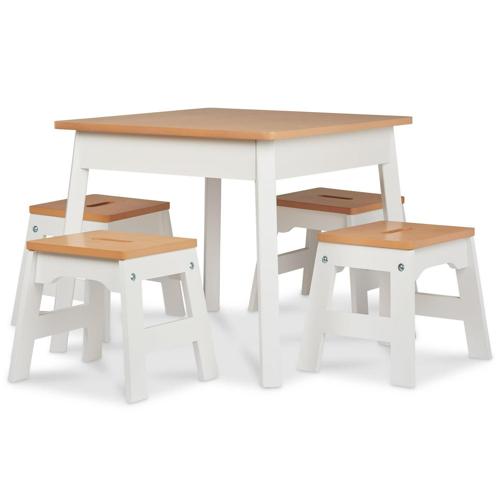 Melissa and Doug Wooden Square Table a Kids Furniture for Playroom (Natural/White)