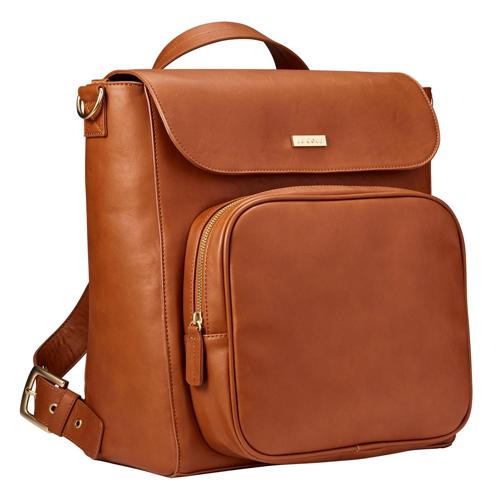 JJ Cole Easy to Clean Machine Washable Backpack Diaper Bag, Cognac