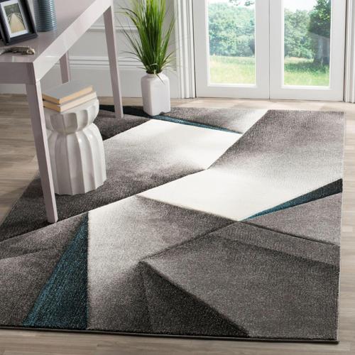 SAFAVIEH Hollywood Nicholas Abstract Area Rug, Grey/Teal, 2'7*5'