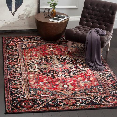 SAFAVIEH Vintage Hamadan Farran Traditional Area Rug, Red/Multi, 4'*6'