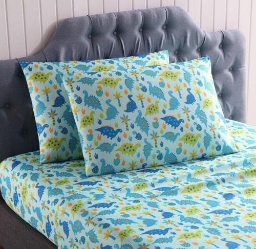 Kute Kids 3-Piece Ultra Soft Baby Dinosaurs Multicolor Microfiber Woven Sheet Set, Twin