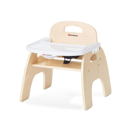 Foundations Easy Serve Low Toddler Feeding Chair with Tray, 9 Seat Height, Natural Wood