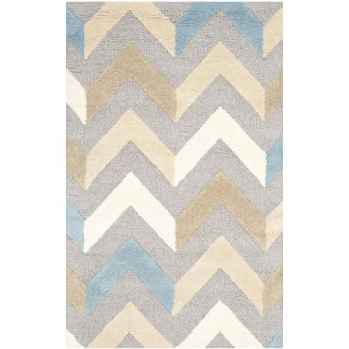 SAFAVIEH Cambridge Percival Zig Zag Stripes Wool Area Rug, Grey/Ivory, 3'*5'