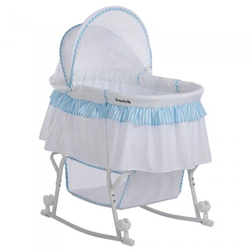 Dream On Me, Lacy, Portable 2-in-1 Bassinet And Cradle in Blue And White
