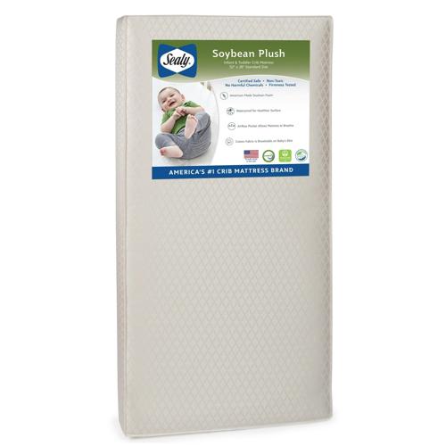 Sealy Soybean Plush Crib and Toddler Mattress, Cotton Cover, Soy Foam