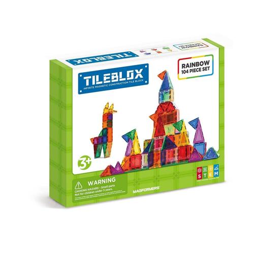 Tileblox Rainbow Multicolor Magnetic Tiles 104 Pieces
