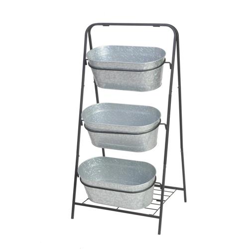 Expert Gardener Tiered Galvanized Metal Troughs Raised Garden, Silver