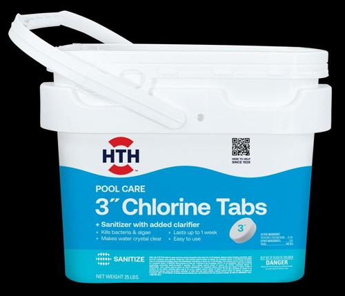 HTH Pool Care 3 Chlorine Tabs for Swimming Pools, Pool Chemicals, 25 lbs